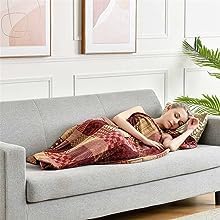 Bohemian Tribal Throws Blankets Reversible Colorful Red Blue Boho Hippie Chenille Jacquard Fabric Throw Covers Large Couch Furniture Sofa Chair Loveseat Recliner Oversized (Blue, S:75x60)