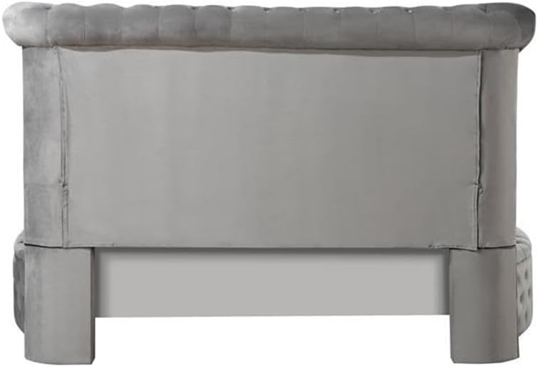 Acme Gaiva Eastern King Bed with Storage in Gray Velvet
