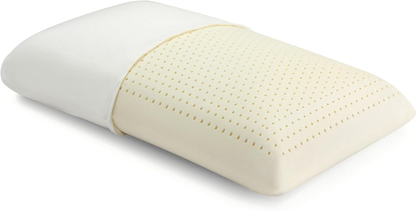Latex Pillow, 100% Natural Talalay Latex Pillow with Removable Breathable Cotton Cover, Luxurious Standard Soft Bed Pillow for Side Back and Stomach Sleepers, Help Release Neck Pressure
