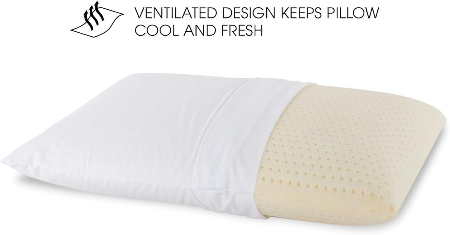 Talalay 100% Natural Premium Latex Pillow,Bed Pillow for Sleeping with Removable Cotton Cover, Helps Relieve Pressure, Breathable, Pressure Relief, Durable, Best Gift (Standard (Medium))