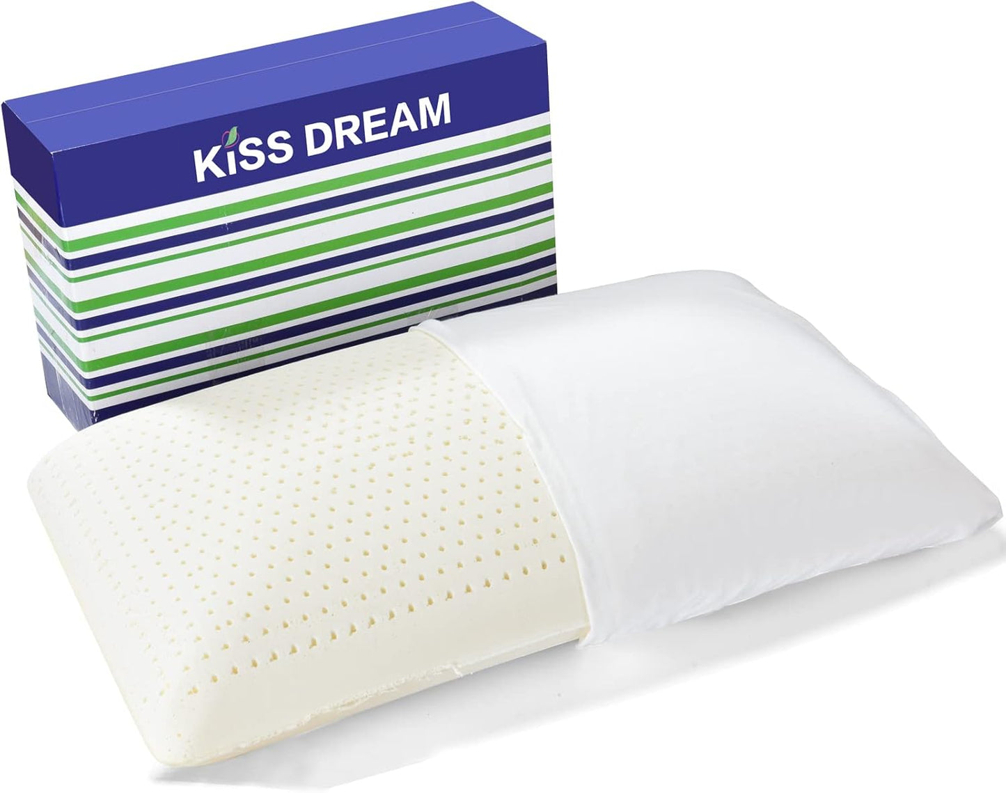 Talalay Latex Pillow, Soft Natural Latex Foam Pillow for Sleeping, Bed Pillow for Back, Side and Stomach Sleeperswith Removable Cotton Cover, Helps Relieve Shoulder and Neck Pain (Queen (Soft))