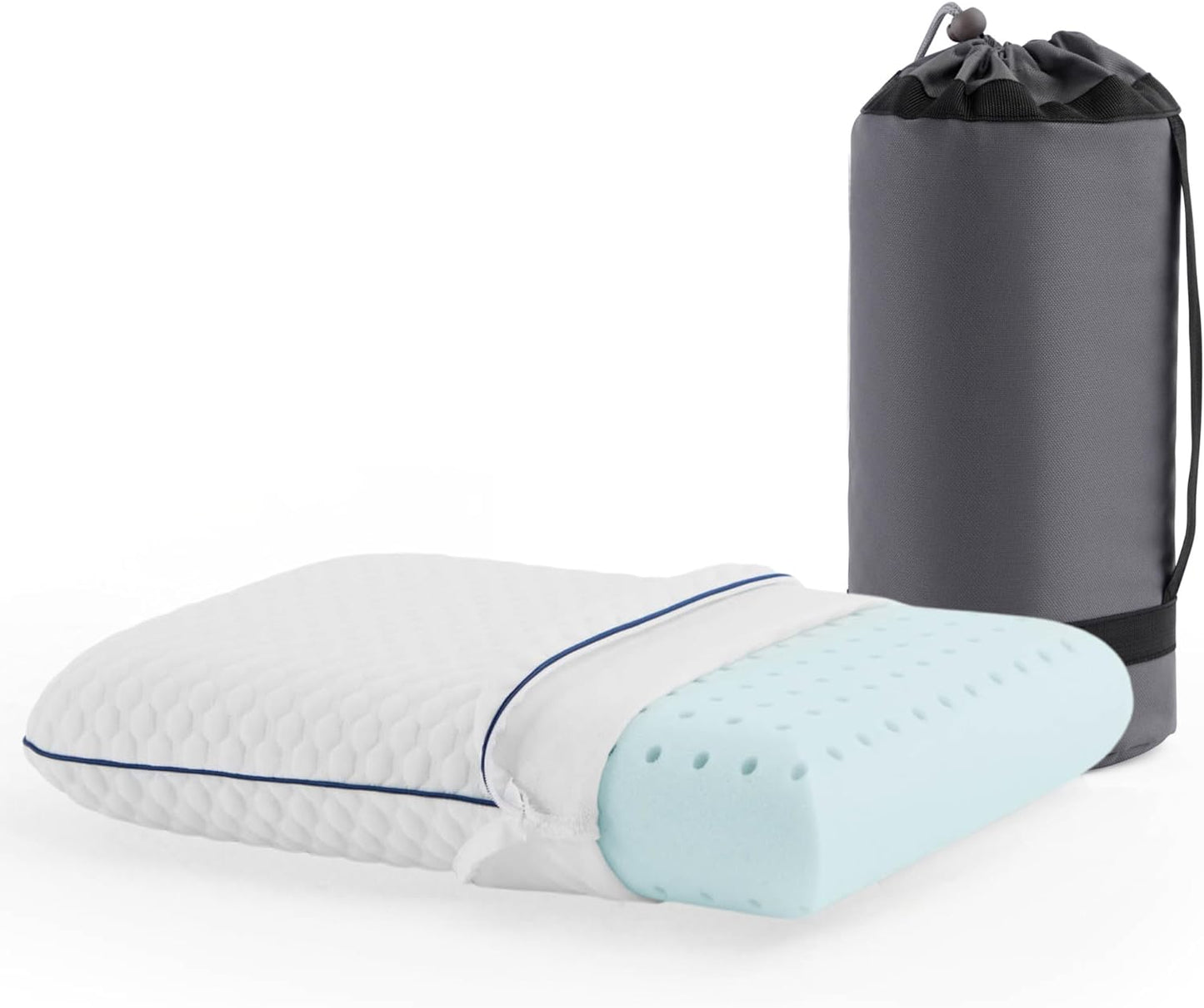 WEEKENDER Gel King Size-1-Pack-Medium Plush Feel-Neck and Shoulder Support-Side, Stomach, and Back Sleepers-Home, Hotel, & Hospital Essentials-CertiPur Certified Memory Foam Pillow, Blue