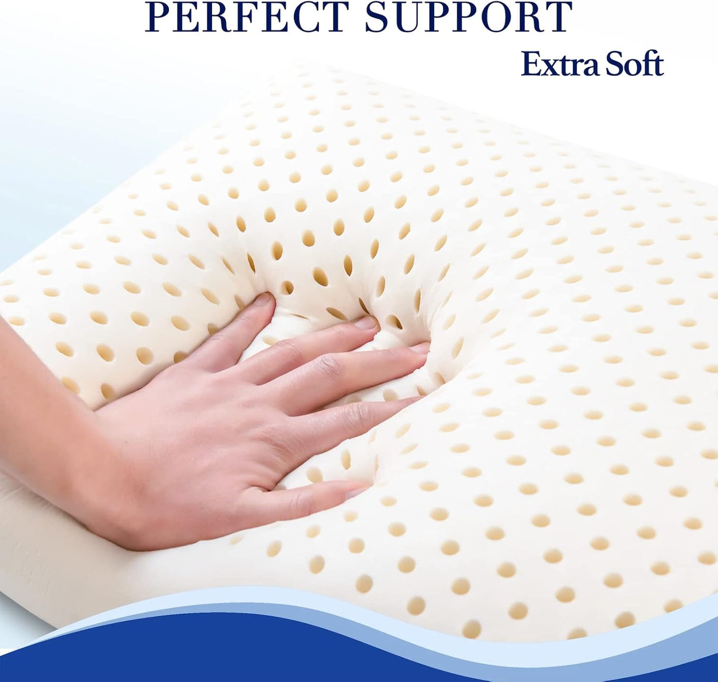 100% Talalay Latex Pillow Bed Pillow for Sleeping, Extra Soft Natural Latex Sleeping Pillow for Back, Stomach or Side Sleepers, Removable Breathable Cotton Cover - High Elasticity (Queen)