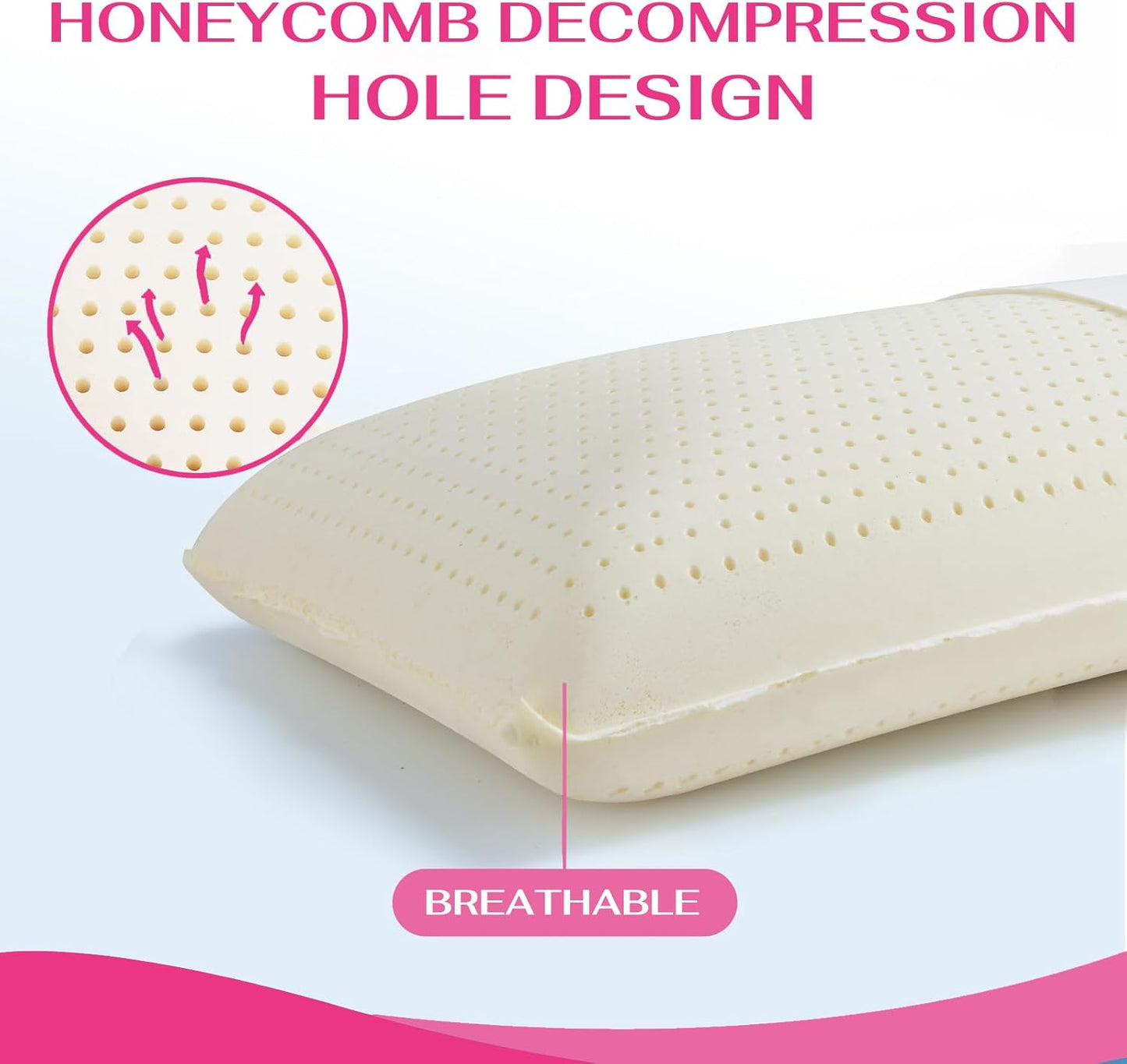 100% Talalay Latex Pillow, Queen Size Bed Pillow for Sleeping, Extra Soft Natural Latex Sleeping Pillow for Back, Stomach or Side Sleepers, Removable Breathable Cotton Cover
