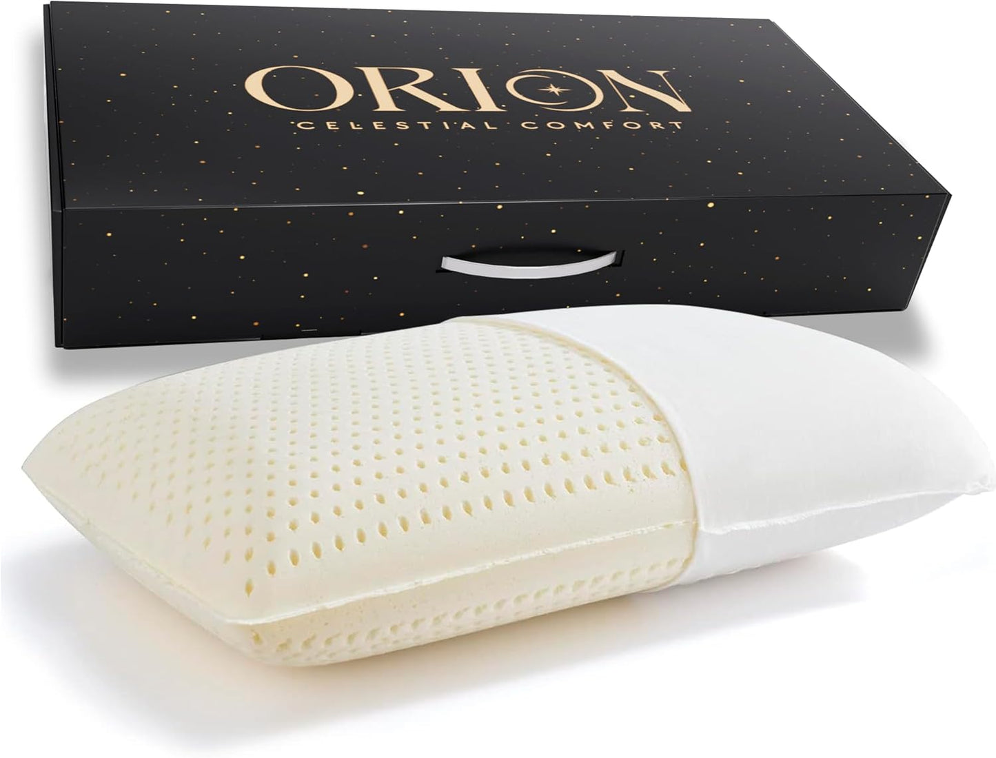ORION Talalay Latex King Pillows 2 Pack - 100% Talalay Latex with L-Shaped Easy-Open Cover - King Size Pillow for Sleeping and no Vacuum Packing - 33.46 x 15.75 x 5.91 in - Pillows King Size Set of 2