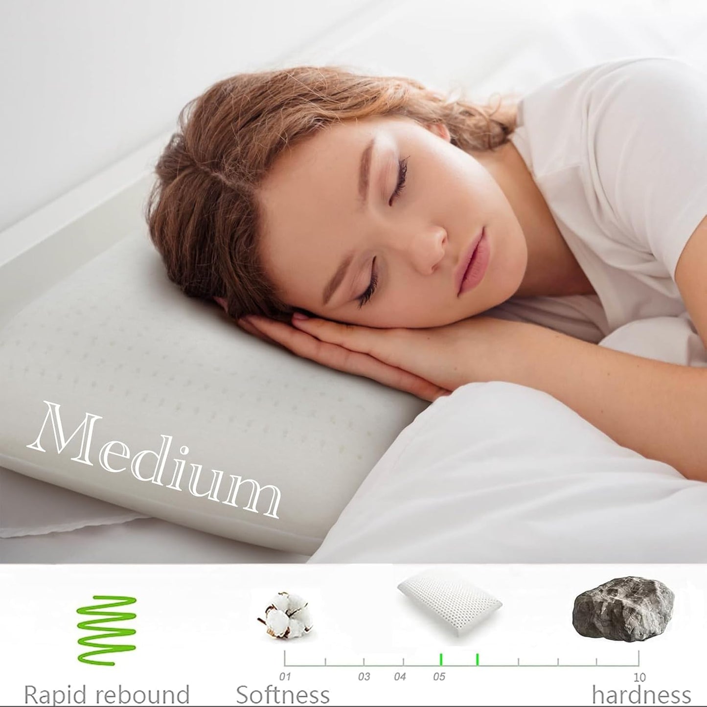 Talalay 100% Natural Premium Latex Pillow,Bed Pillow for Sleeping with Removable Cotton Cover, Helps Relieve Pressure, Breathable, Pressure Relief, Durable, Best Gift (Standard (Medium))