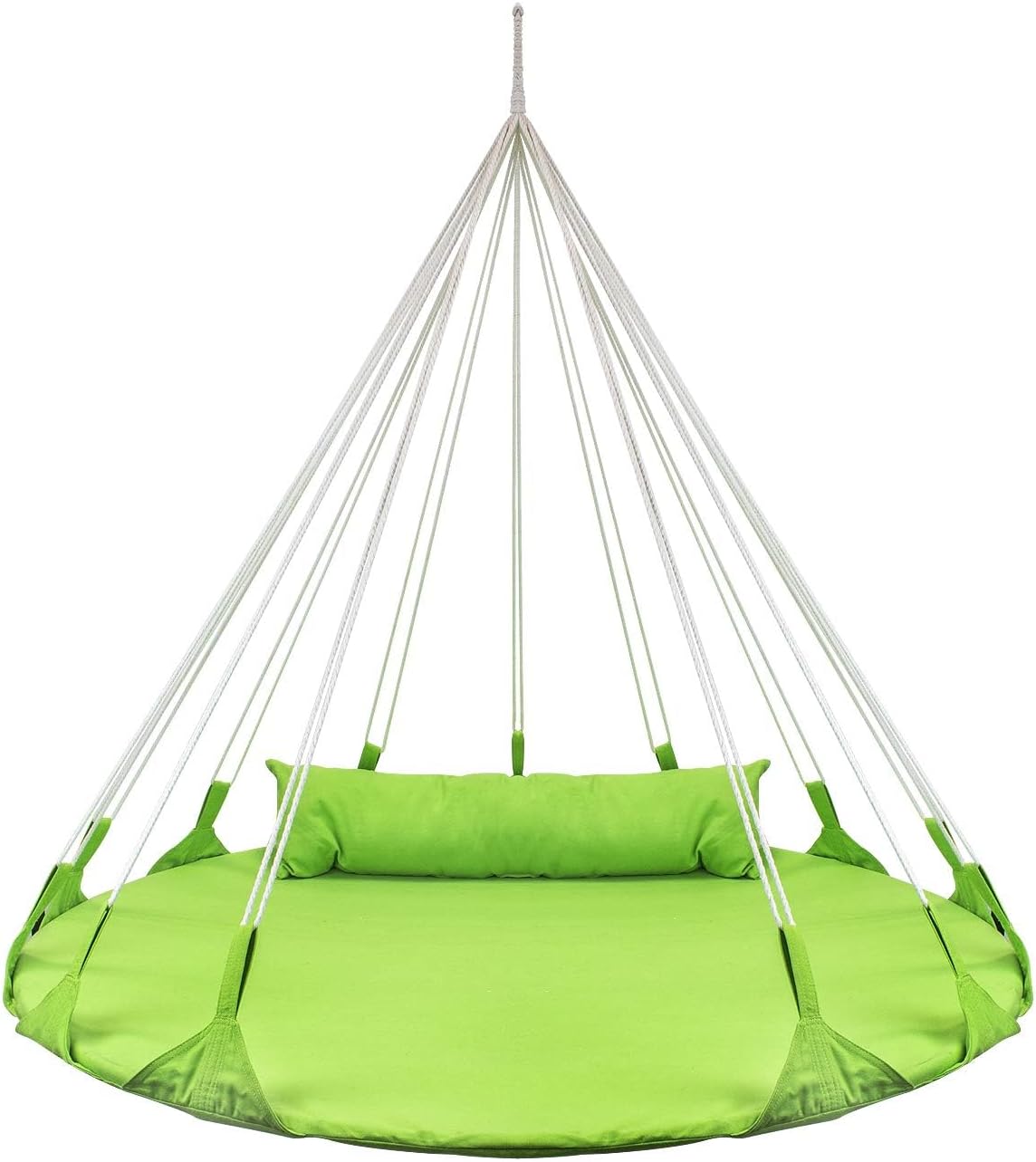Sorbus 56" Stylish Hanging Swing Nest - Premium Cotton Double Hammock Daybed Saucer Style Lounger Swing Chair- 264lbs Sturdy Spinner Tree w/Pillow - Easy Setup - for Indoor/Outdoor, Travel - White