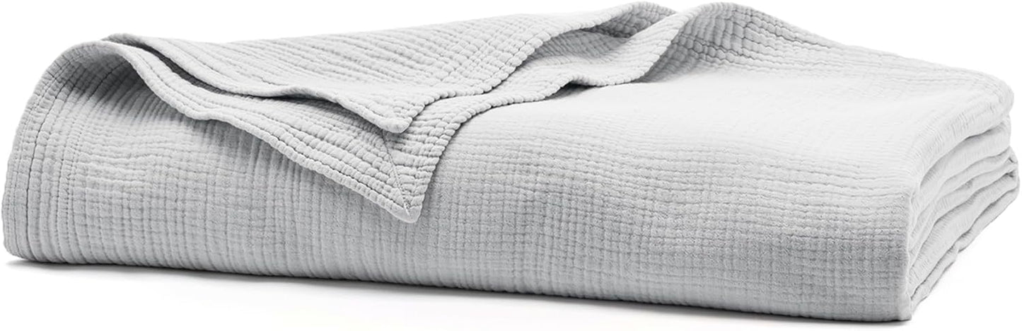 BOLL & BRANCH Dream Bed Blanket - Full/Queen, Mist - Luxury 100% Organic Cotton - Soft, Lightweight and Breathable - Cloud-Like Touch