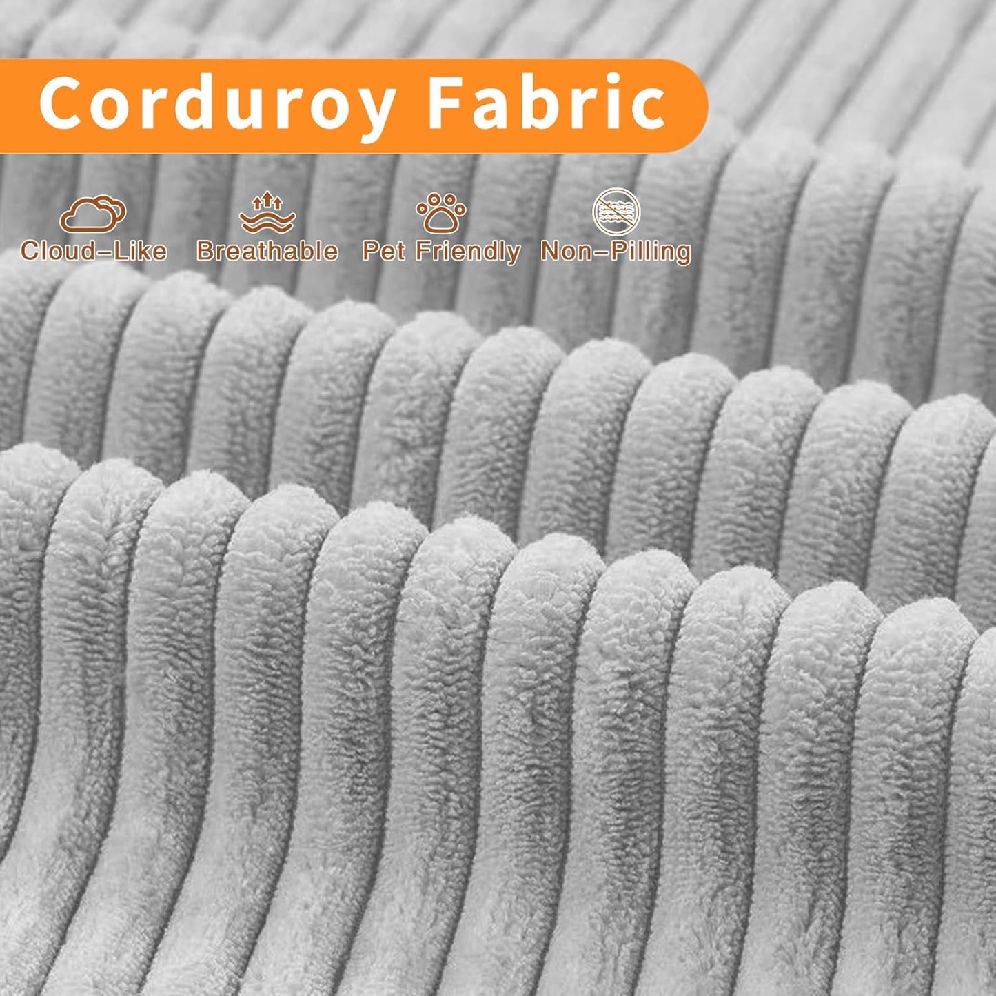 55" Oveiized Round Chair Louge Chaise Indoor,Corduroy Boneles Round Chair Sleeper Sofa Couch Bed,Flufy Modern Sleeper Boneless Couch for Reading,No Asembly Requied(Gray)