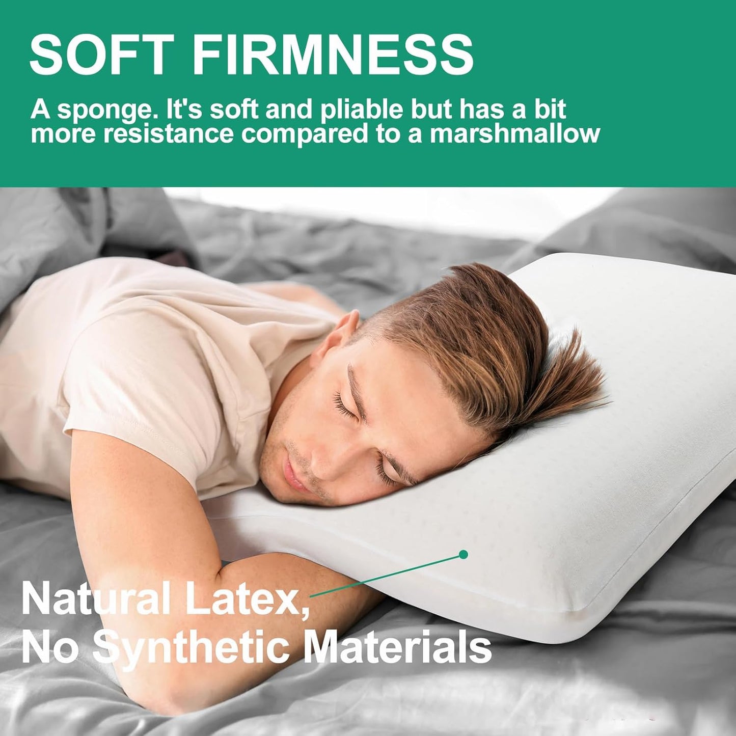 100% Natural Talalay Latex Pillow Sleeping Bed Pillows, Extra Soft Luxury Queen Pillow, Perfectly Aligns for Side/Back Pain, Stomach, Neck, Removable Breathable Cotton Cover (Queen Size)