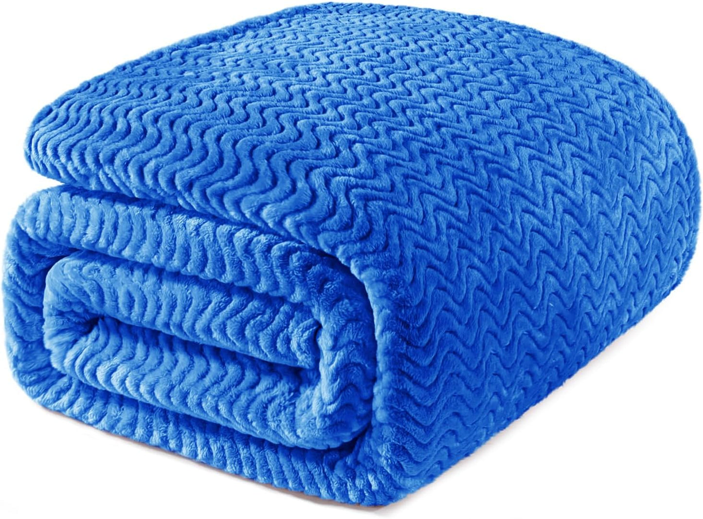 Exclusivo Mezcla Soft Fleece Throw Blanket for Couch, Cozy Lightweight Blankets with Decorative Wave Textured Suitable for All Season Use, Celadon, 50x70 Inches
