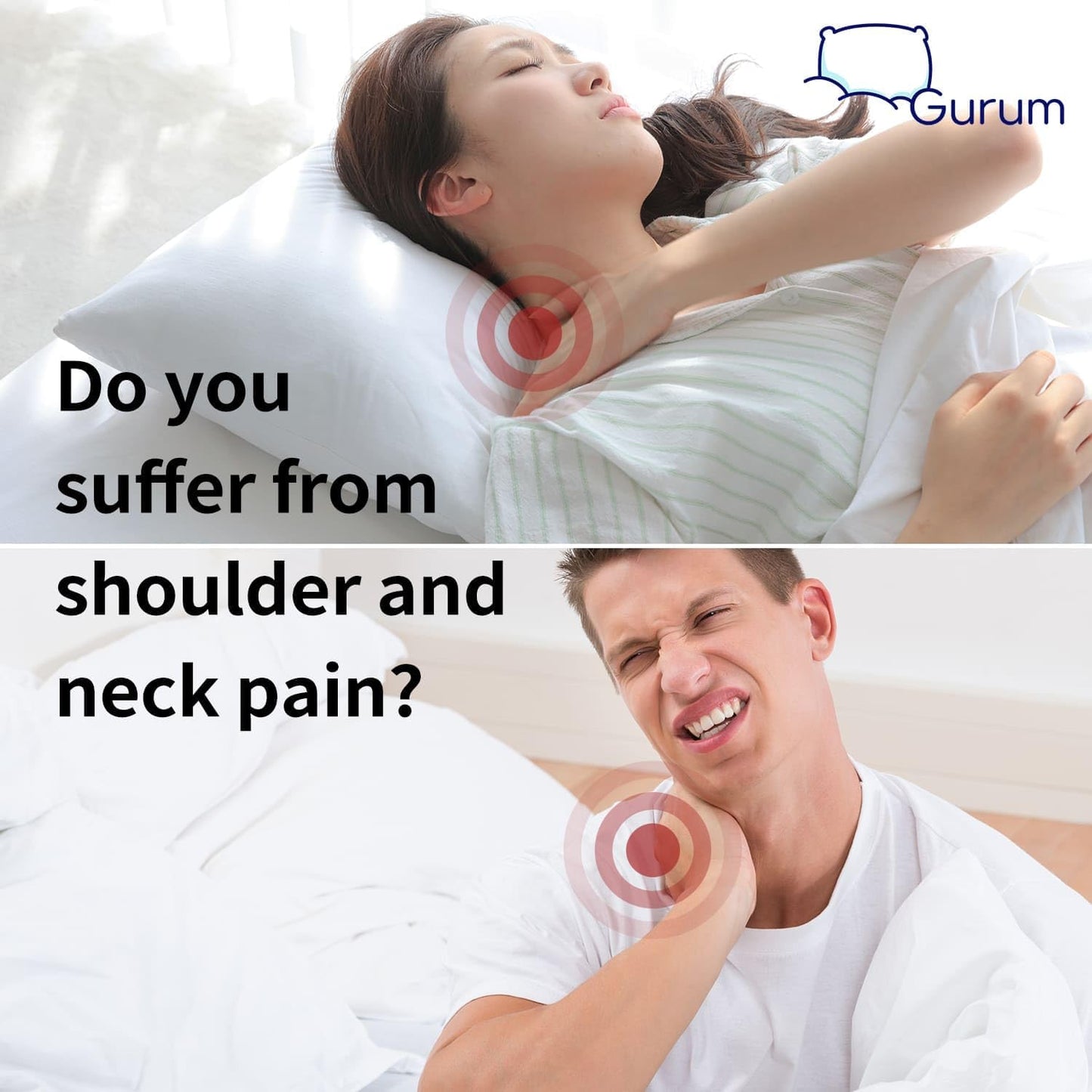 Gurum Premium Latex Pillow, 100% Latex, Organic Cotton, Ergonomic Design, Bed Pillows, Neck Support, Relieves Pressure, Neck and Shoulder Pain