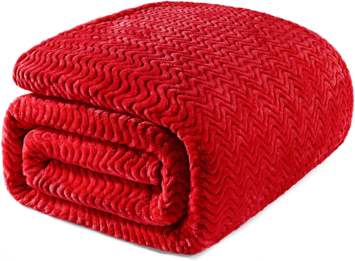Exclusivo Mezcla Soft Fleece Throw Blanket for Couch, Cozy Lightweight Blankets with Decorative Wave Textured Suitable for All Season Use, Celadon, 50x70 Inches
