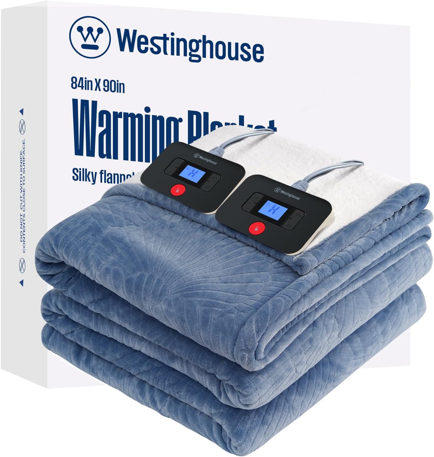Westinghouse Heated Throw Blanket, Flower Jacquard Electric Blanket Throw with 6 Heating Levels and 2-10 Hours Auto-Off, Flannel to Sherpa Super Cozy Heated Blanket, Machine Washable (50" x 60" Beige)