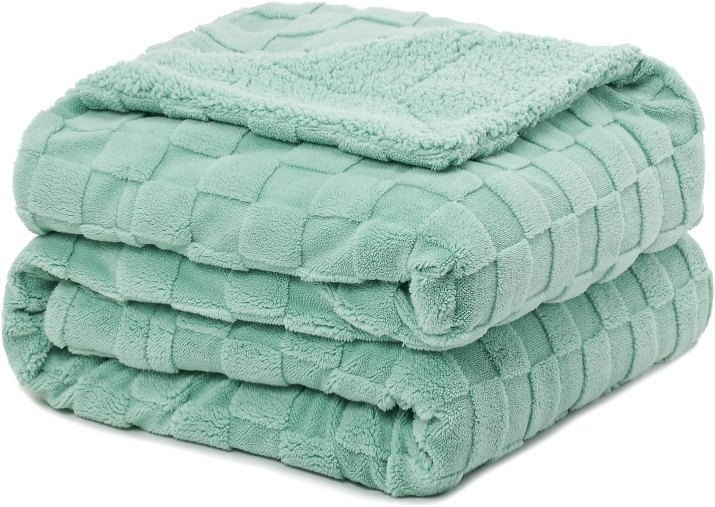Pawque Super Soft Cozy Throw Blanket for Couch Sofa Bed - Fluffy Sherpa Fleece Reversible Thick Warm Fuzzy Blanket for All-Season, 3D Checkered Jacquard Elegant Decorative Blankets, Grey, 50" x 60"