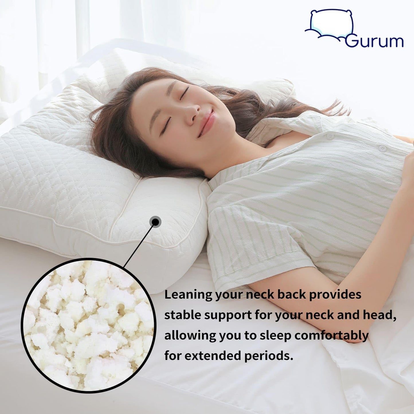 Gurum Premium Latex Pillow, 100% Latex, Organic Cotton, Ergonomic Design, Bed Pillows, Neck Support, Relieves Pressure, Neck and Shoulder Pain