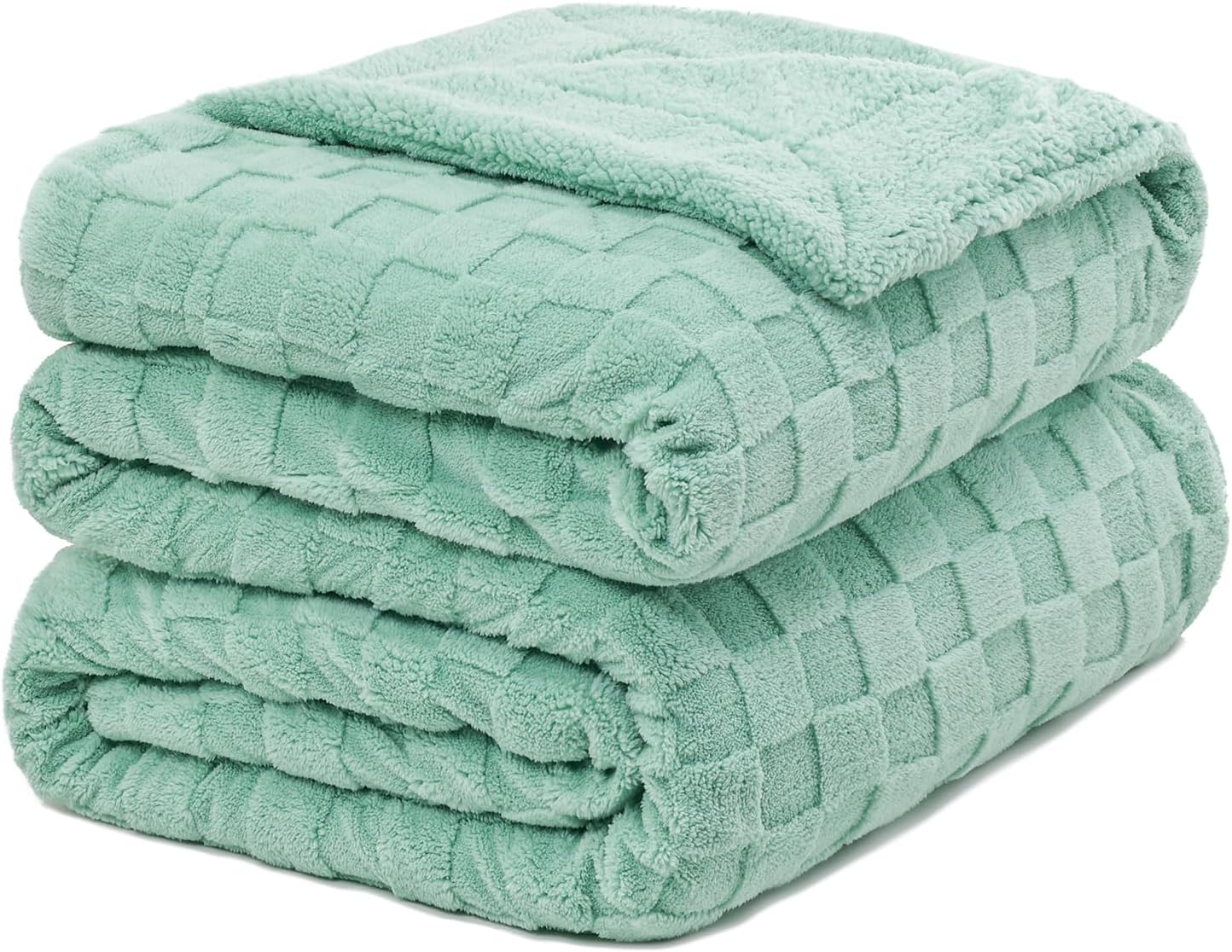 Pawque Super Soft Cozy Throw Blanket for Couch Sofa Bed - Fluffy Sherpa Fleece Reversible Thick Warm Fuzzy Blanket for All-Season, 3D Checkered Jacquard Elegant Decorative Blankets, Grey, 50" x 60"