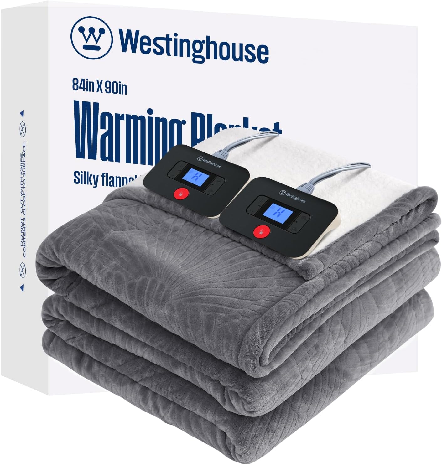 Westinghouse Heated Throw Blanket, Flower Jacquard Electric Blanket Throw with 6 Heating Levels and 2-10 Hours Auto-Off, Flannel to Sherpa Super Cozy Heated Blanket, Machine Washable (50" x 60" Beige)