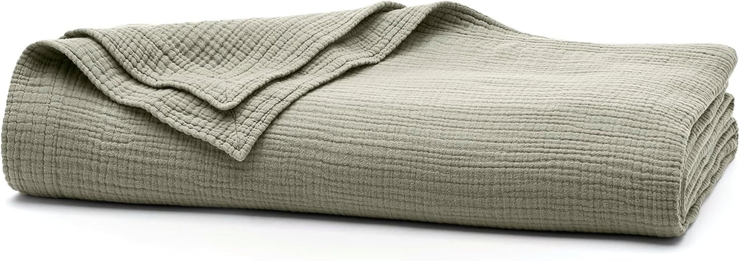 BOLL & BRANCH Dream Bed Blanket - Full/Queen, Mist - Luxury 100% Organic Cotton - Soft, Lightweight and Breathable - Cloud-Like Touch