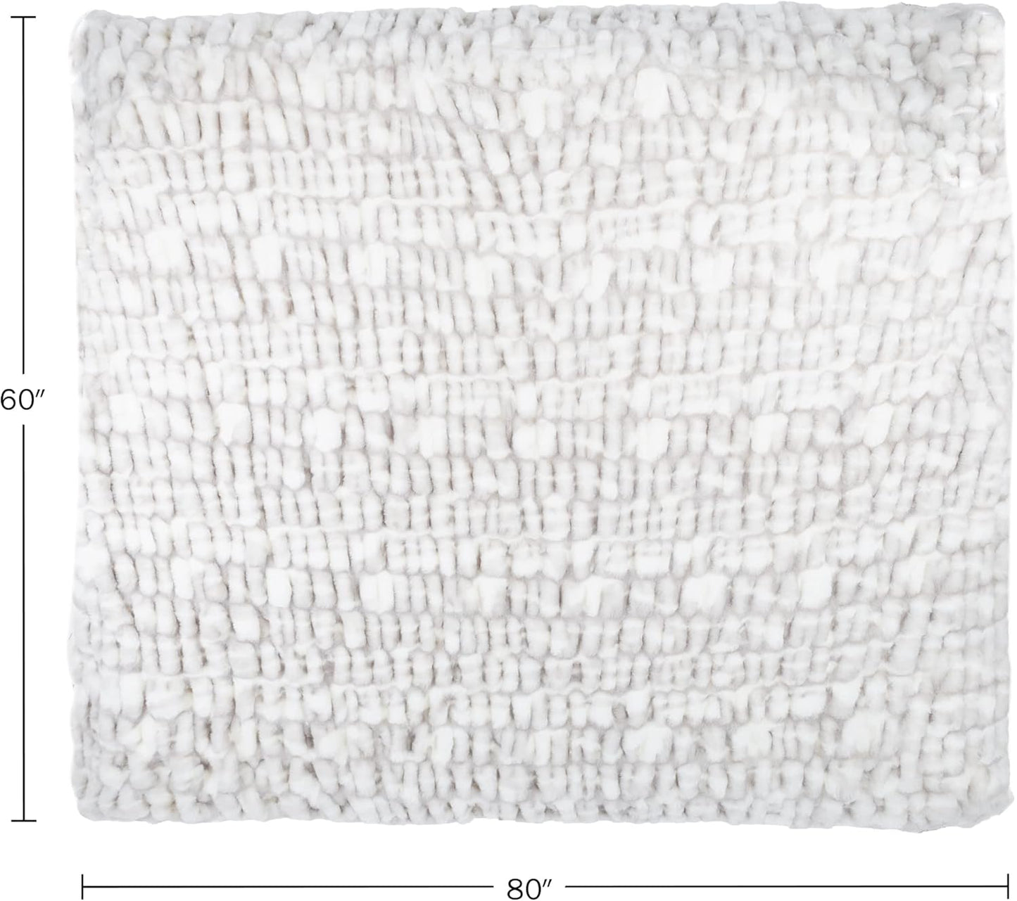 Oversized Ruched Faux Fur Blanket - 60x80-Inch Jacquard Faux Fur Queen-Size Throw for Sofas and Beds - Luxurious Bedding by Lavish Home (Gray)