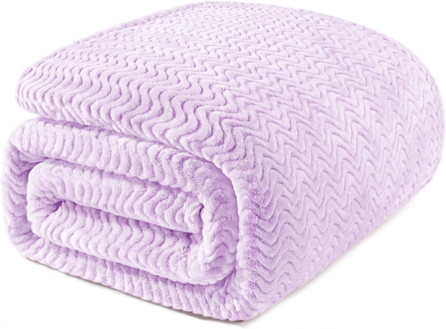 Exclusivo Mezcla Soft Fleece Throw Blanket for Couch, Cozy Lightweight Blankets with Decorative Wave Textured Suitable for All Season Use, Celadon, 50x70 Inches