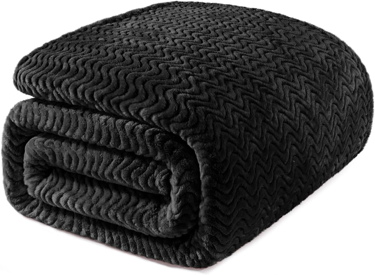 Exclusivo Mezcla Soft Fleece Throw Blanket for Couch, Cozy Lightweight Blankets with Decorative Wave Textured Suitable for All Season Use, Celadon, 50x70 Inches
