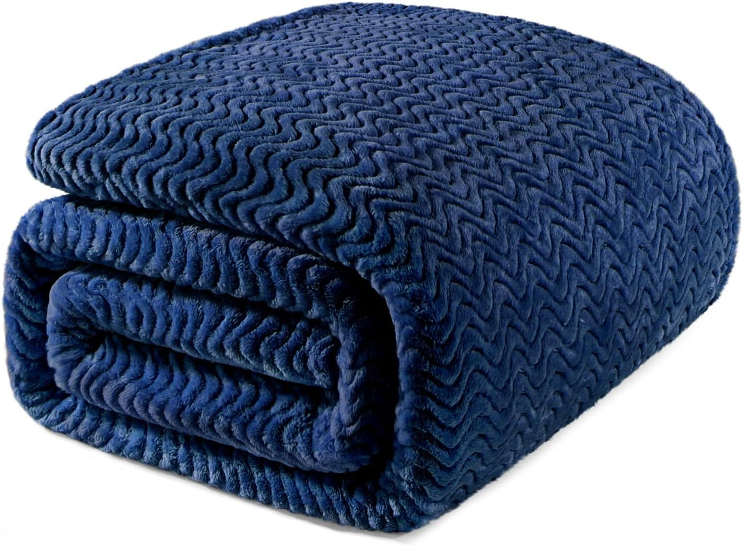 Exclusivo Mezcla Soft Fleece Throw Blanket for Couch, Cozy Lightweight Blankets with Decorative Wave Textured Suitable for All Season Use, Celadon, 50x70 Inches