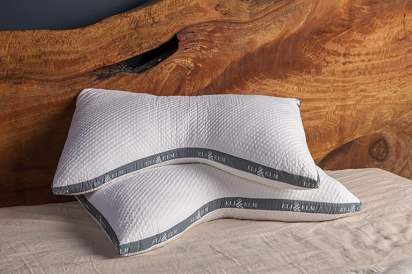 Eli & Elm | Best Ergonomic Side Sleeper Pillow for Neck Pain. Supportive Cooling Latex Fill with Luxury Breathable Cover. U-Shape Contoured Design. Queen Size Bed Pillow. (Pillow & Pillow Case)