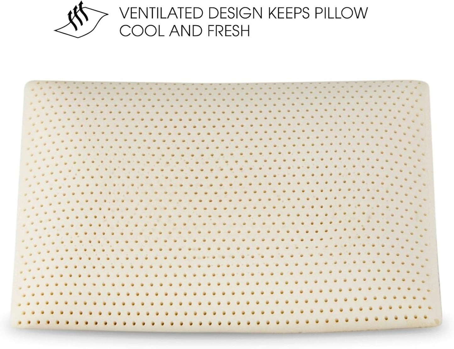 100% Natural Talalay Latex Pillow, Luxury Standard Size Medium Support Sleeping Bed Pillow for Side, Back, and Stomach Sleepers, Extra Soft Latex Foam Pillow, Removable Breathable Cotton Cover