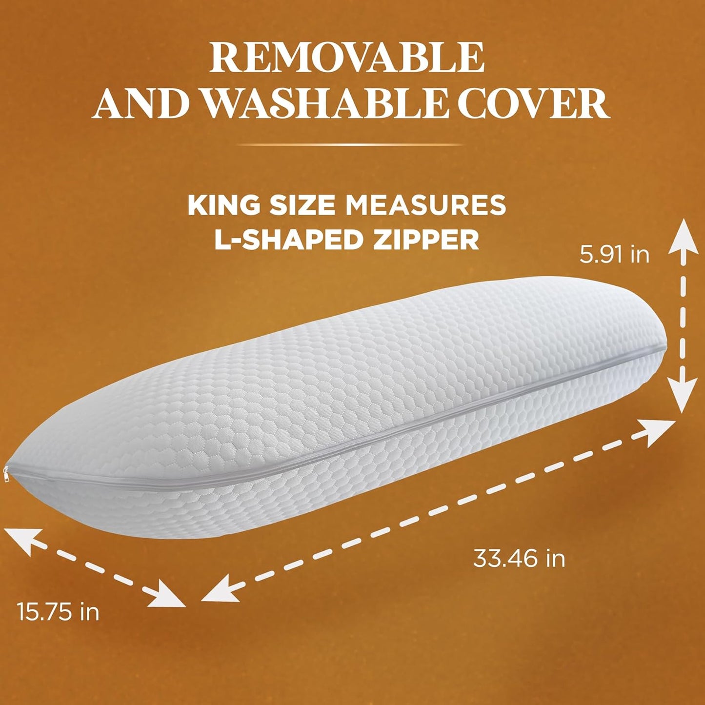 ORION Talalay Latex King Pillows 2 Pack - 100% Talalay Latex with L-Shaped Easy-Open Cover - King Size Pillow for Sleeping and no Vacuum Packing - 33.46 x 15.75 x 5.91 in - Pillows King Size Set of 2