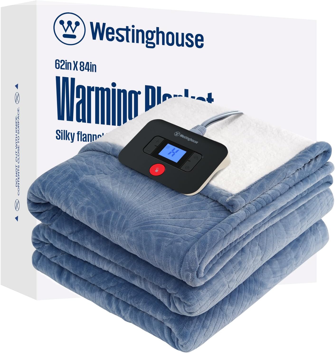 Westinghouse Heated Throw Blanket, Flower Jacquard Electric Blanket Throw with 6 Heating Levels and 2-10 Hours Auto-Off, Flannel to Sherpa Super Cozy Heated Blanket, Machine Washable (50" x 60" Beige)