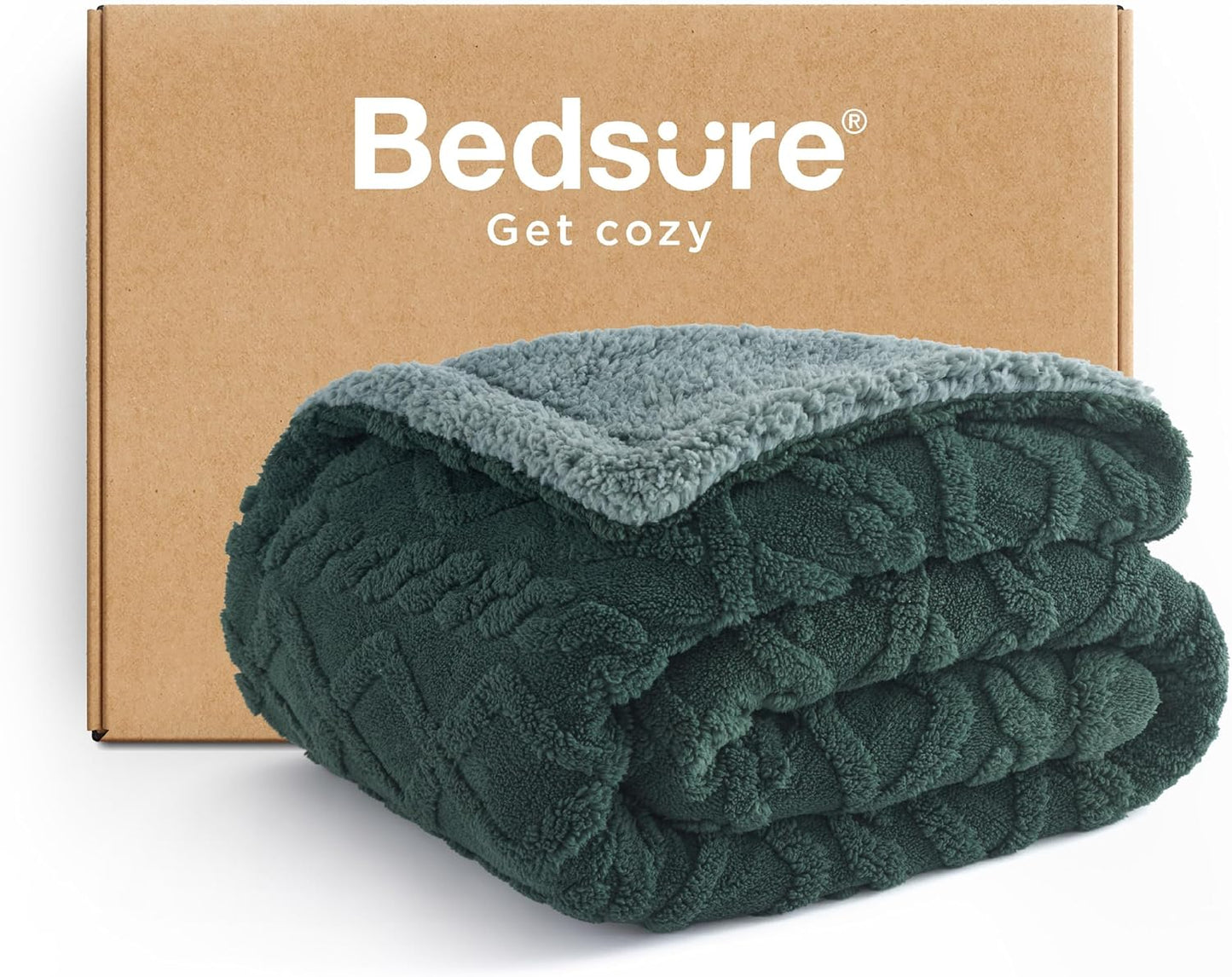 Bedsure Sherpa Fleece Throw Blanket for Couch - Soft Fluffy & Cozy Cable Jacquard Tufted Throw Blankets for Women Gift, Thick Warm Blanket for Winter and All Seasons, Grey, 50x60 Inches
