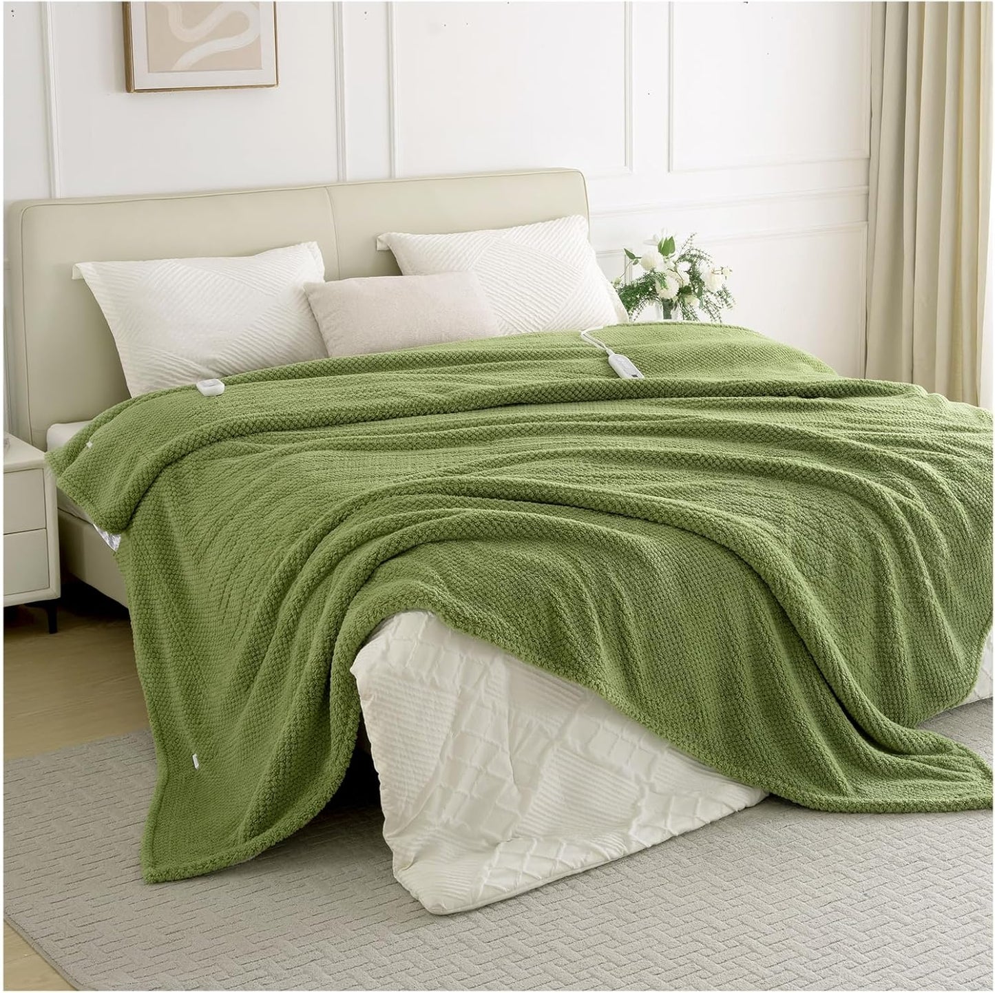 Heated Blanket Electric Throw, 50" x 60" 3D Pineapple Jacquard Blanket Soft Fluffy, Fast Heating Throw 8 Heating Levels & 8 Hours Auto Off with ETL & FCC Certification, Pink