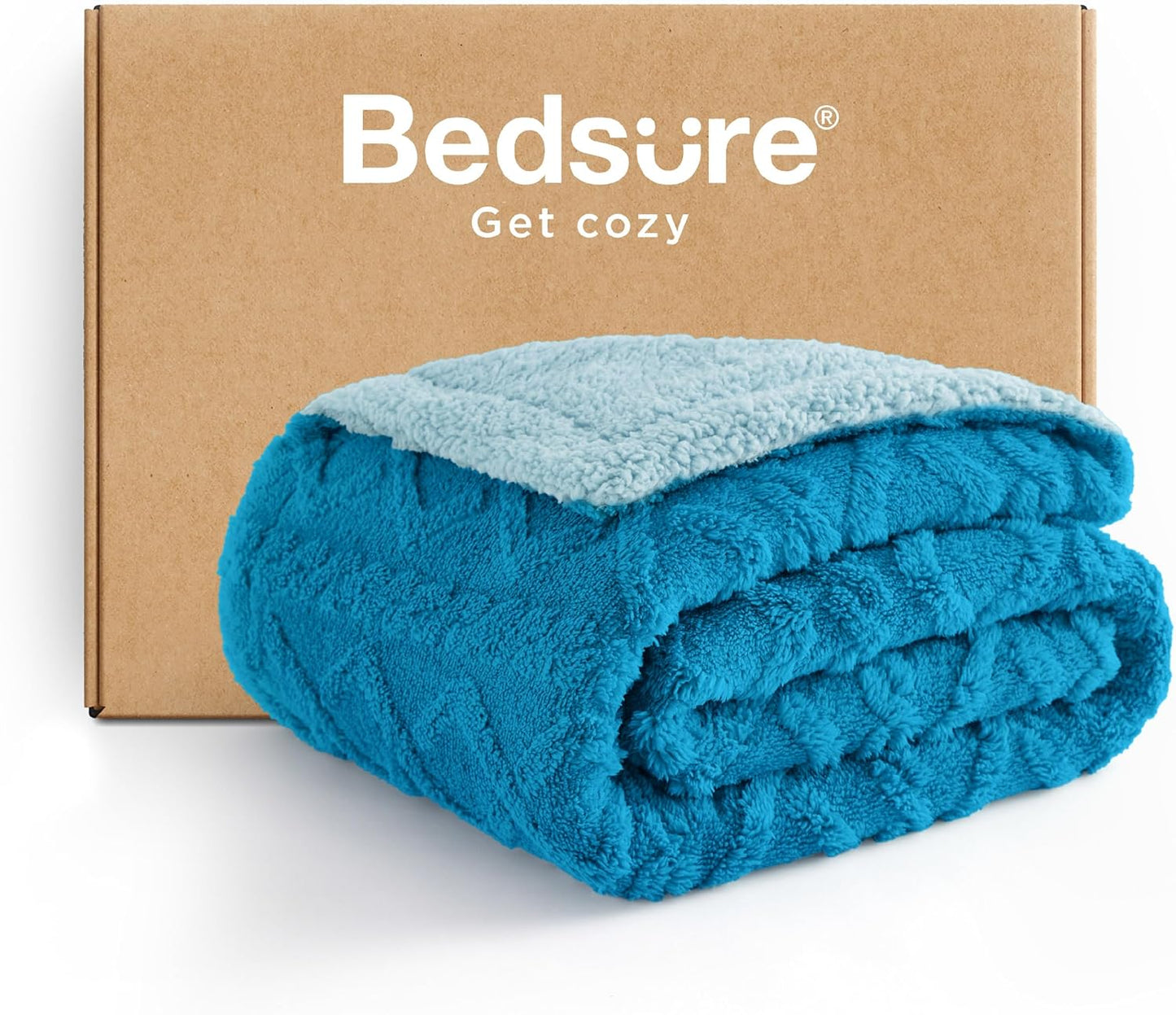 Bedsure Sherpa Fleece Throw Blanket for Couch - Soft Fluffy & Cozy Cable Jacquard Tufted Throw Blankets for Women Gift, Thick Warm Blanket for Winter and All Seasons, Grey, 50x60 Inches
