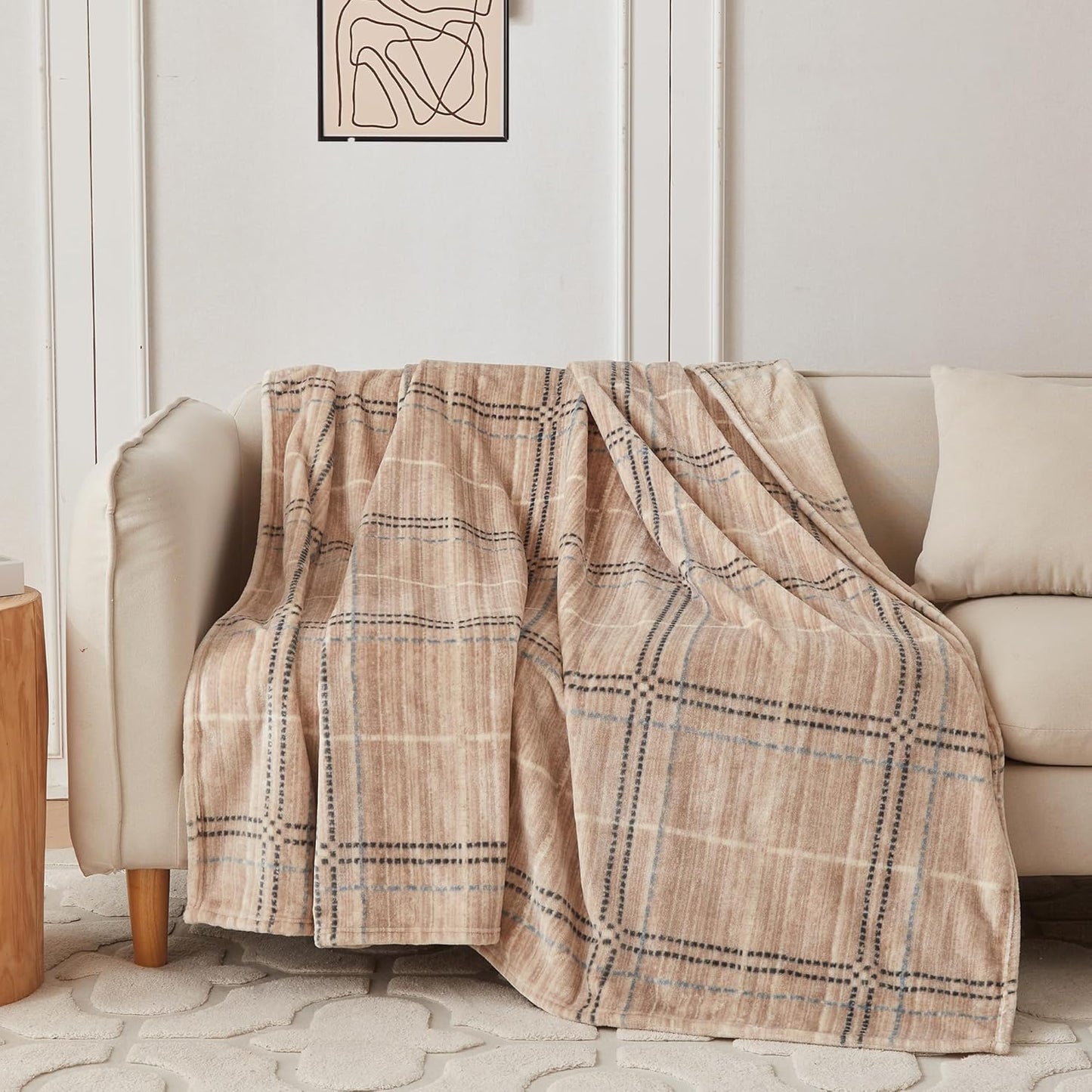 COOVA Fleece Throw Blanket for Couch, Super Soft and Cozy 3D Jacquard Warm Blankets, Lightweight and Fuzzy Throw for Bed, Sofa, Chair, Giftable (Navy Blue, 50"x60")