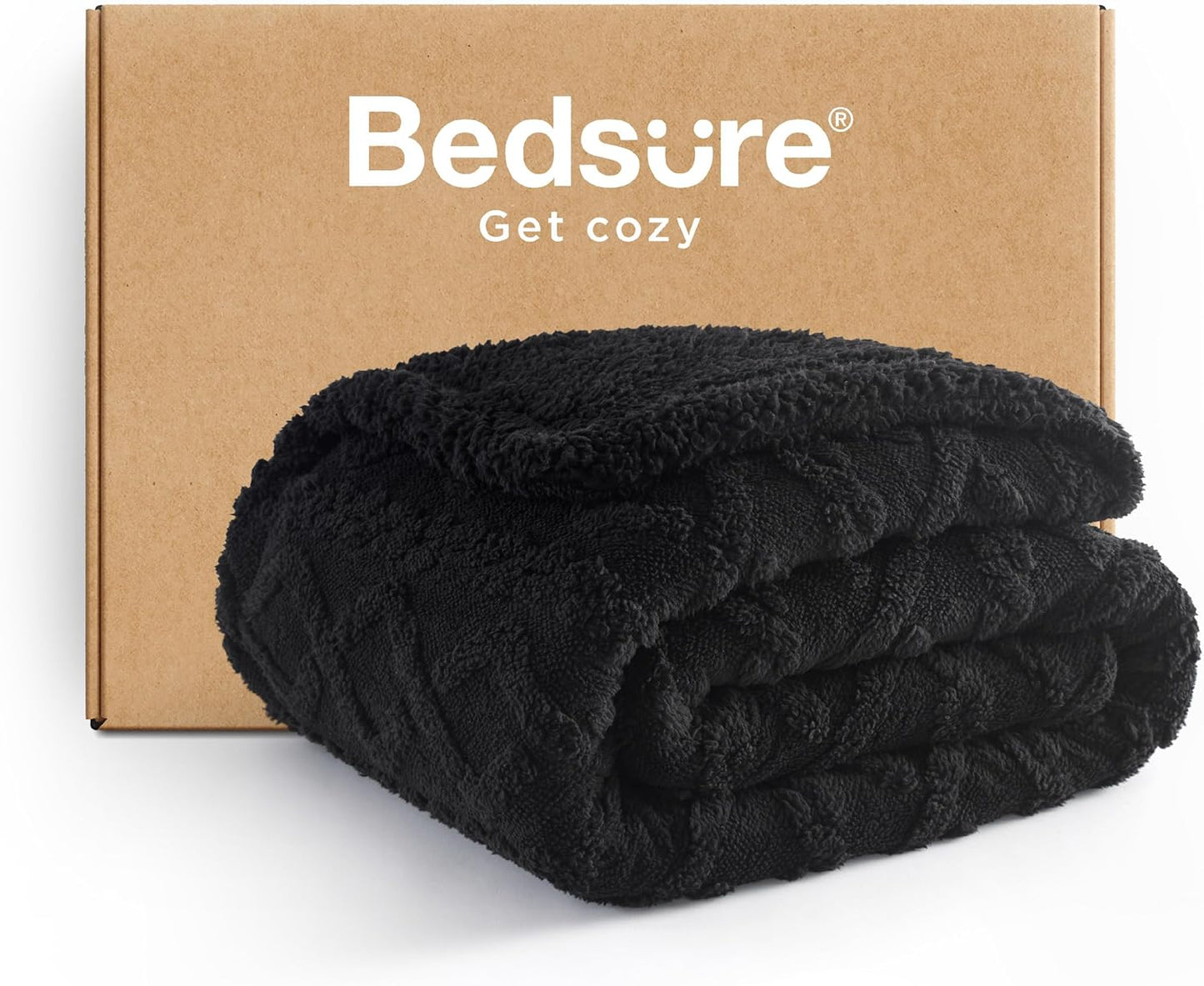 Bedsure Sherpa Fleece Throw Blanket for Couch - Soft Fluffy & Cozy Cable Jacquard Tufted Throw Blankets for Women Gift, Thick Warm Blanket for Winter and All Seasons, Grey, 50x60 Inches