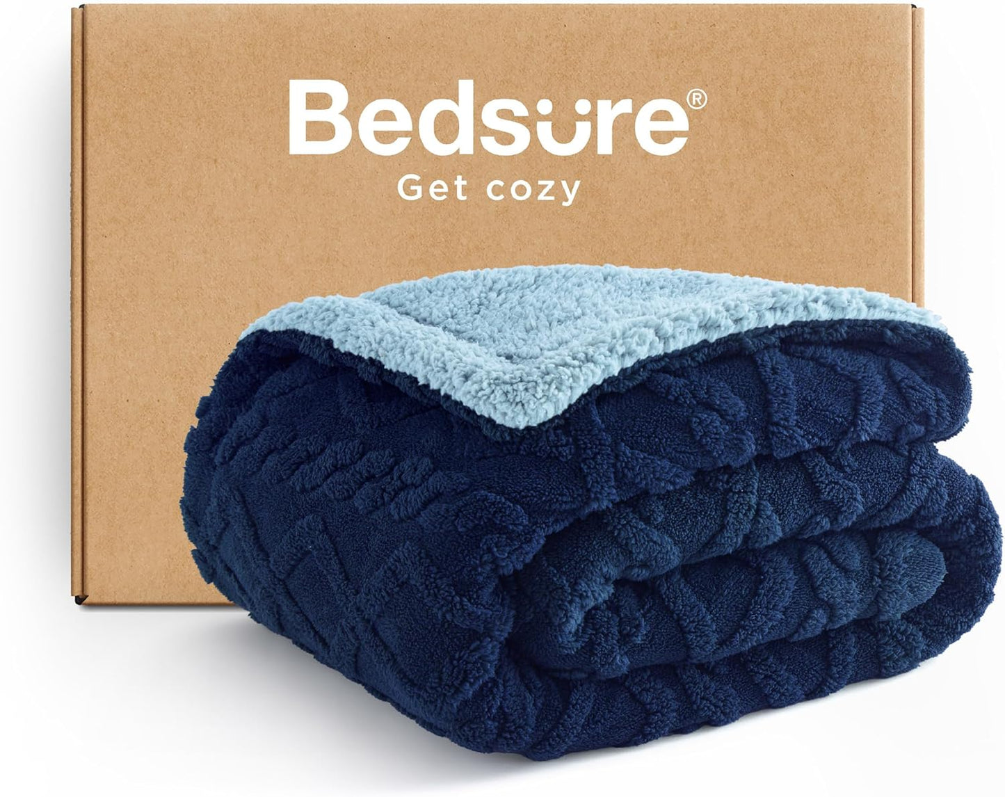 Bedsure Sherpa Fleece Throw Blanket for Couch - Soft Fluffy & Cozy Cable Jacquard Tufted Throw Blankets for Women Gift, Thick Warm Blanket for Winter and All Seasons, Grey, 50x60 Inches