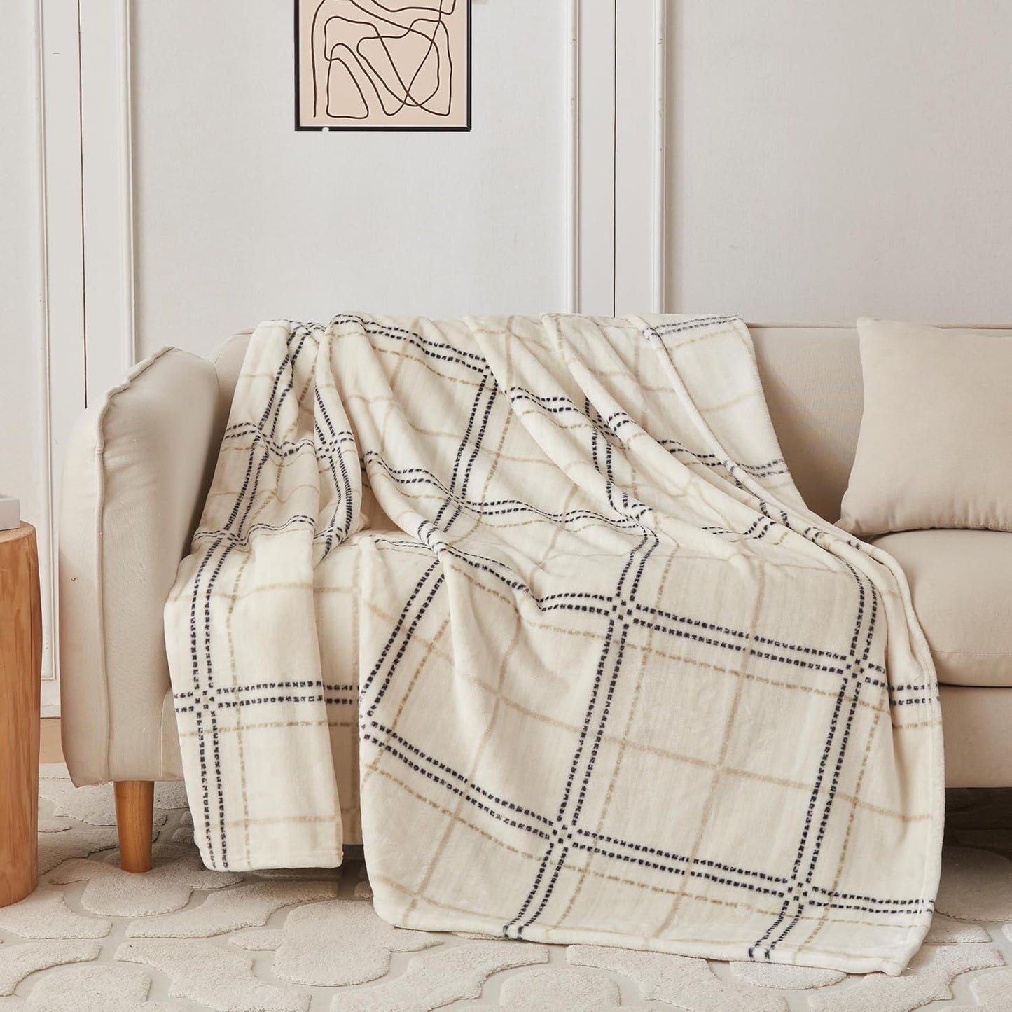 COOVA Fleece Throw Blanket for Couch, Super Soft and Cozy 3D Jacquard Warm Blankets, Lightweight and Fuzzy Throw for Bed, Sofa, Chair, Giftable (Navy Blue, 50"x60")
