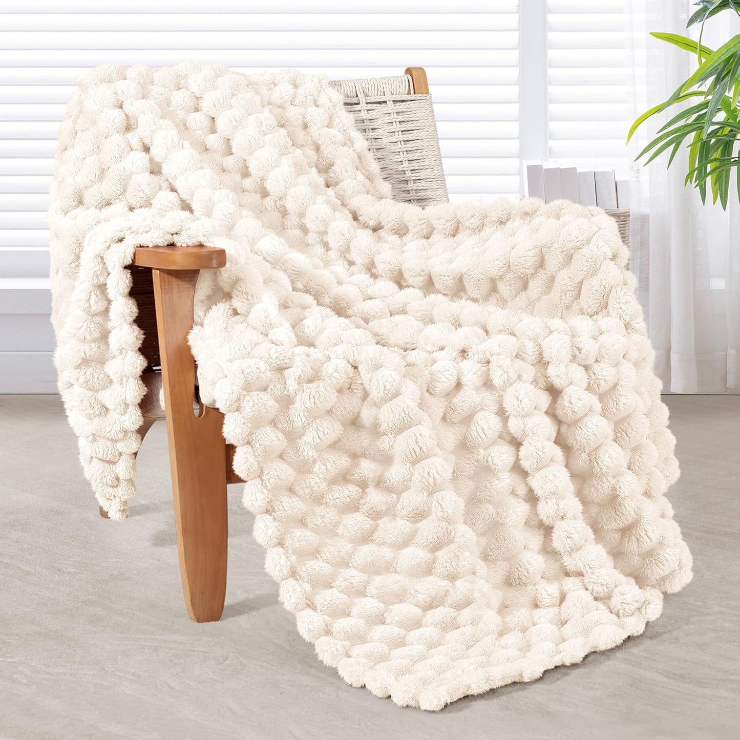 Whale Flotilla Throw Blanket for Couch with Jacquard Pattern, Fuzzy Soft Cozy Exquisite Blankets for All Season, Warm and Fluffy, 50x60 Inch, Camel