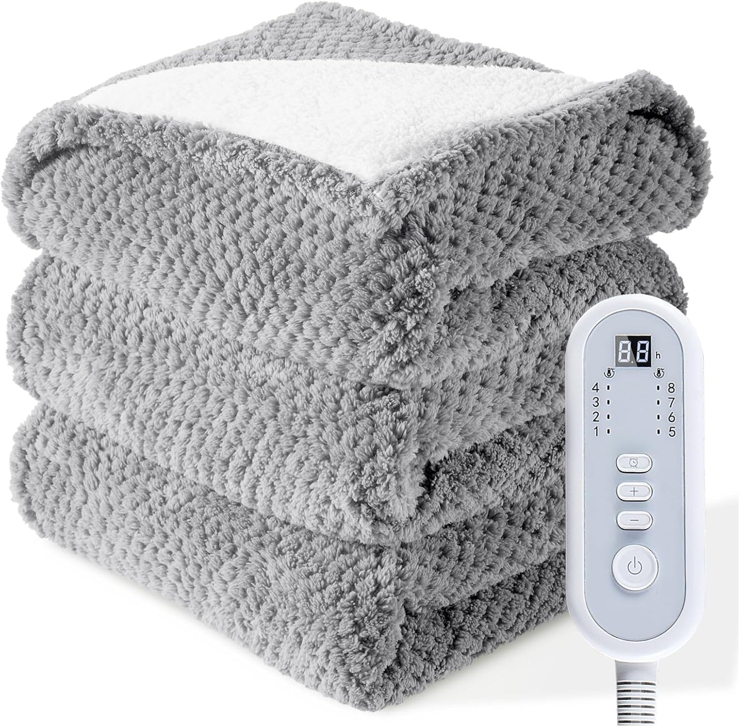 Heated Blanket Electric Throw, 50" x 60" 3D Pineapple Jacquard Blanket Soft Fluffy, Fast Heating Throw 8 Heating Levels & 8 Hours Auto Off with ETL & FCC Certification, Pink