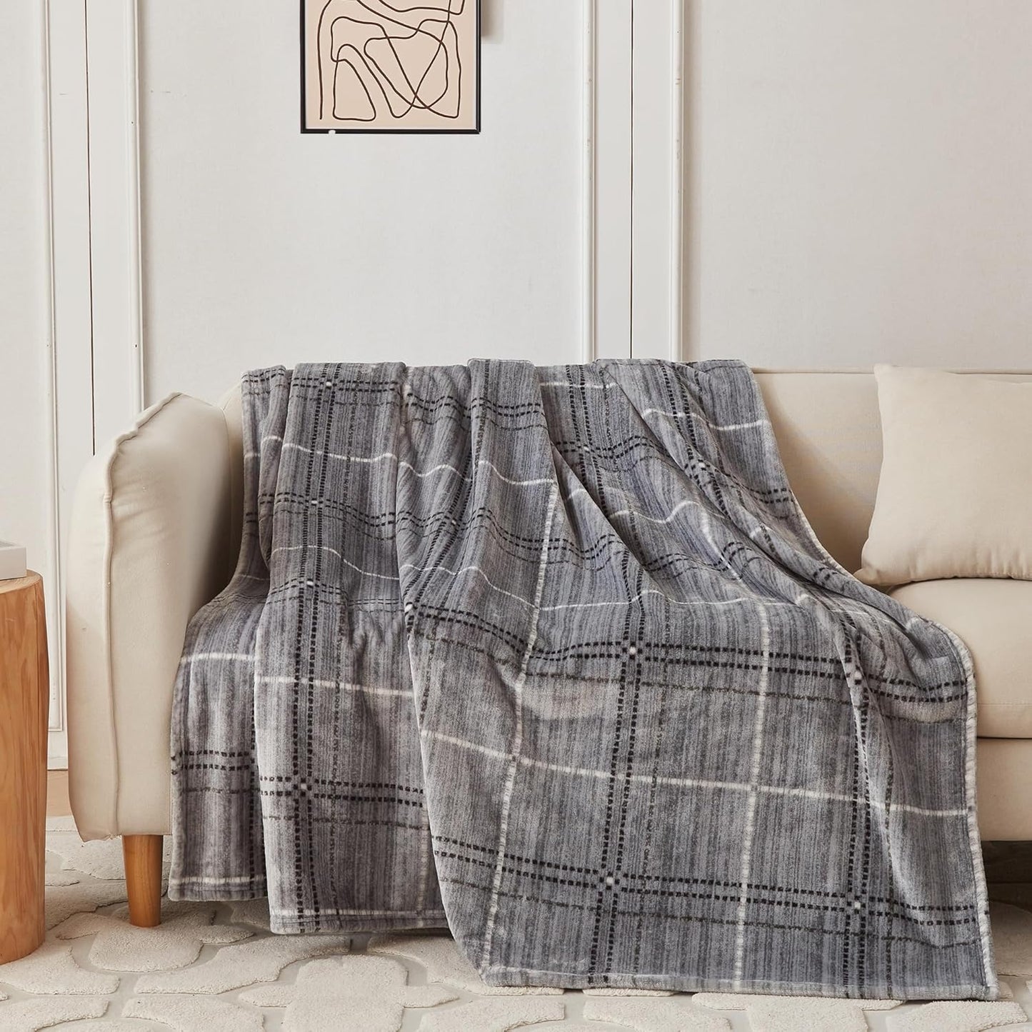 COOVA Fleece Throw Blanket for Couch, Super Soft and Cozy 3D Jacquard Warm Blankets, Lightweight and Fuzzy Throw for Bed, Sofa, Chair, Giftable (Navy Blue, 50"x60")
