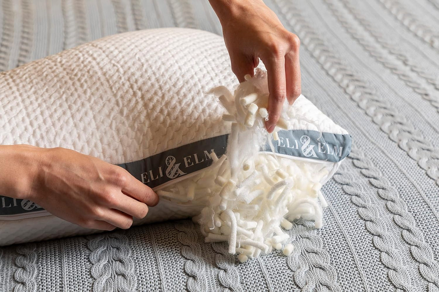 Eli & Elm | Best Ergonomic Side Sleeper Pillow for Neck Pain. Supportive Cooling Latex Fill with Luxury Breathable Cover. U-Shape Contoured Design. Queen Size Bed Pillow. (Pillow & Pillow Case)