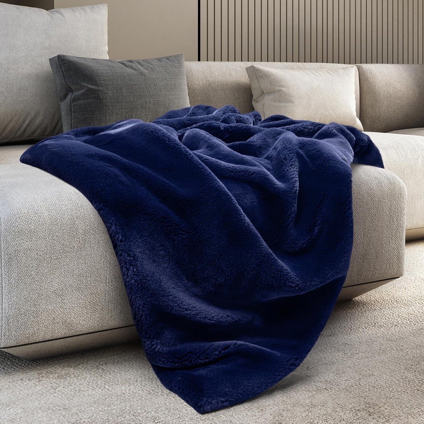 Mon Chateau Luxury Ultimate Plush Faux Fur Throw with 6cm Foldover for Couch, Sofa, or Bed - Plush Ultra Soft Blanket for Sleeping or Home Décor, 60" x 70" (Foldover Brown)