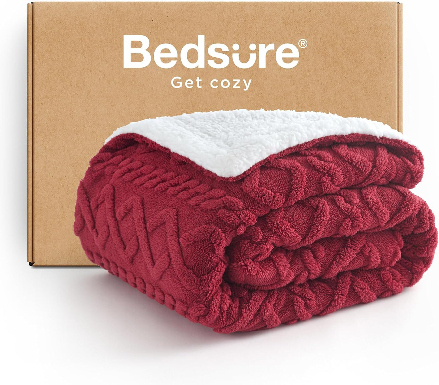 Bedsure Sherpa Fleece Throw Blanket for Couch - Soft Fluffy & Cozy Cable Jacquard Tufted Throw Blankets for Women Gift, Thick Warm Blanket for Winter and All Seasons, Grey, 50x60 Inches