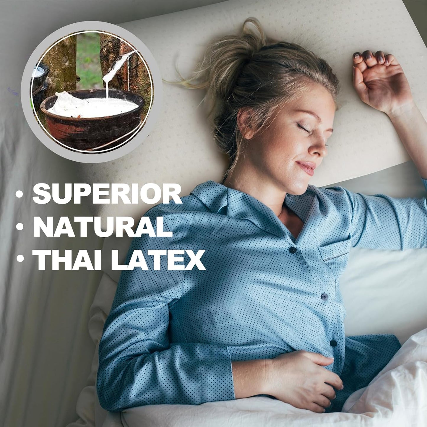 Talalay 100% Natural Premium Latex Pillow,Bed Pillow for Sleeping with Removable Cotton Cover, Helps Relieve Pressure, Breathable, Pressure Relief, Durable, Best Gift (Standard (Medium))