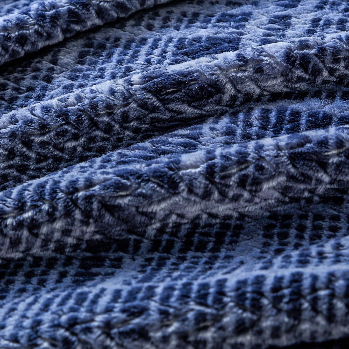 COOVA Fleece Throw Blanket for Couch, Super Soft and Cozy 3D Jacquard Warm Blankets, Lightweight and Fuzzy Throw for Bed, Sofa, Chair, Giftable (Navy Blue, 50"x60")