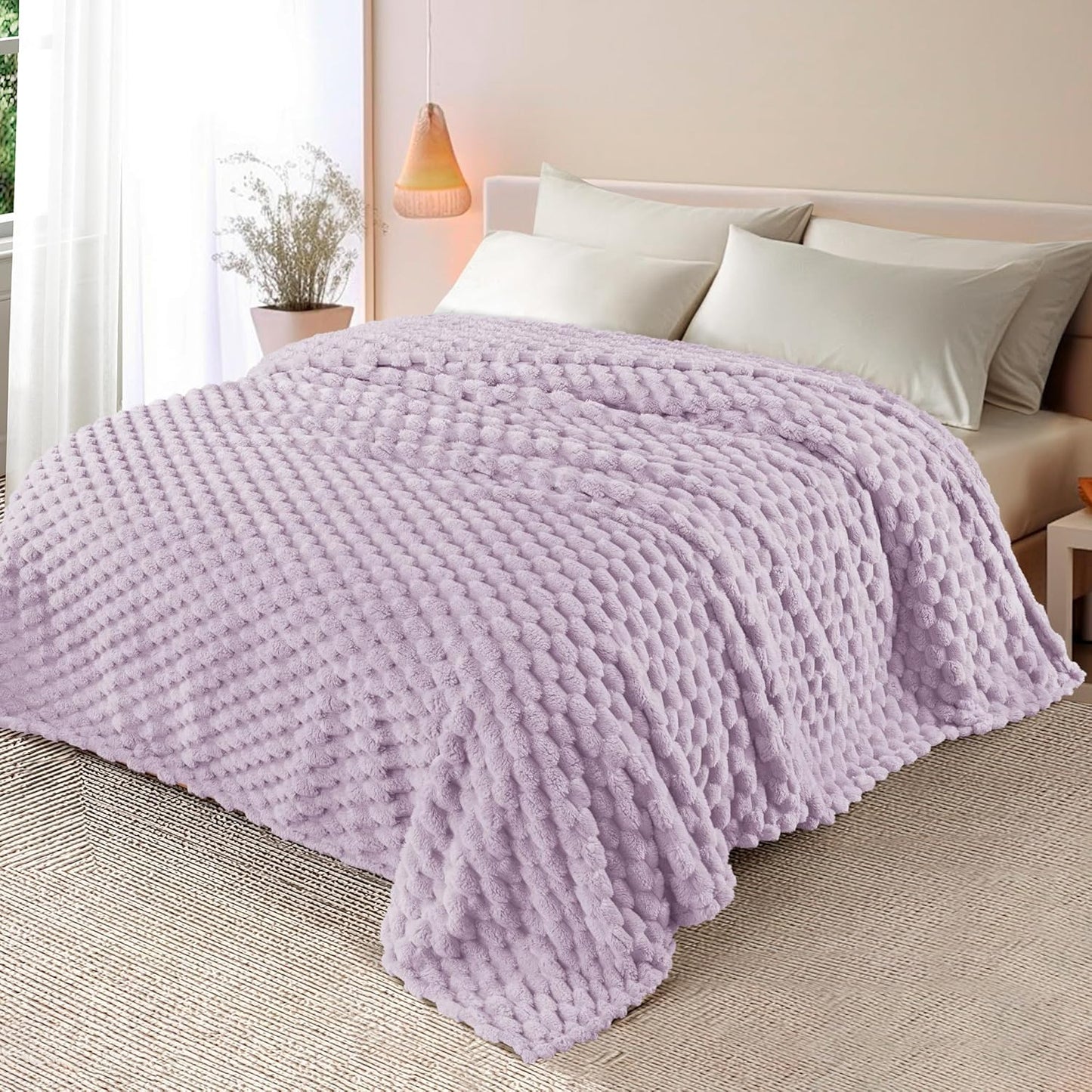 Whale Flotilla Throw Blanket for Couch with Jacquard Pattern, Fuzzy Soft Cozy Exquisite Blankets for All Season, Warm and Fluffy, 50x60 Inch, Camel