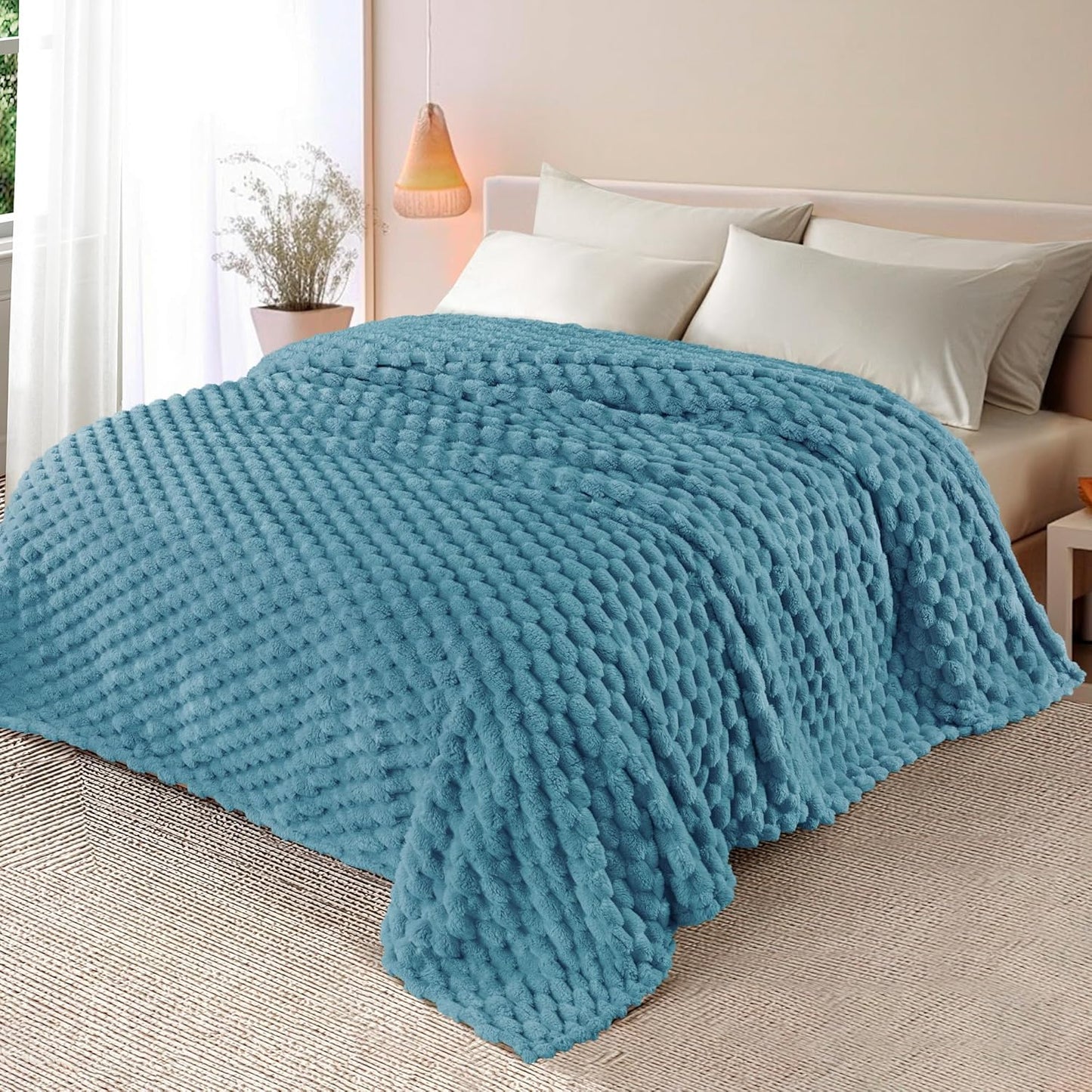 Whale Flotilla Throw Blanket for Couch with Jacquard Pattern, Fuzzy Soft Cozy Exquisite Blankets for All Season, Warm and Fluffy, 50x60 Inch, Camel