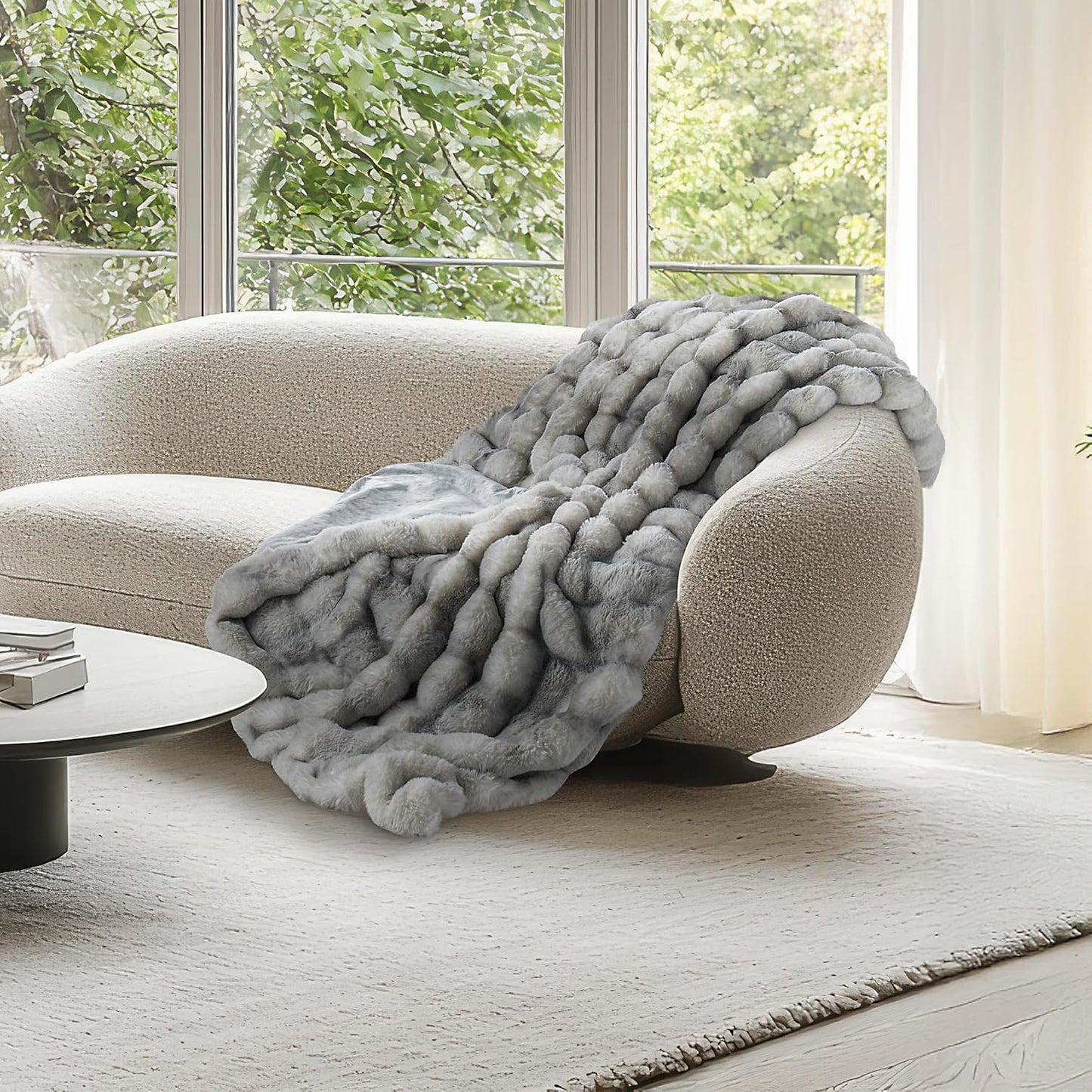 Mon Chateau Luxury Ultimate Plush Faux Fur Throw with 6cm Foldover for Couch, Sofa, or Bed - Plush Ultra Soft Blanket for Sleeping or Home Décor, 60" x 70" (Foldover Brown)