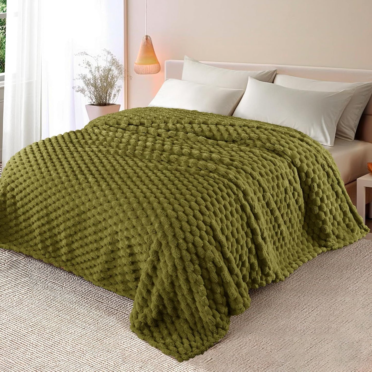 Whale Flotilla Throw Blanket for Couch with Jacquard Pattern, Fuzzy Soft Cozy Exquisite Blankets for All Season, Warm and Fluffy, 50x60 Inch, Camel